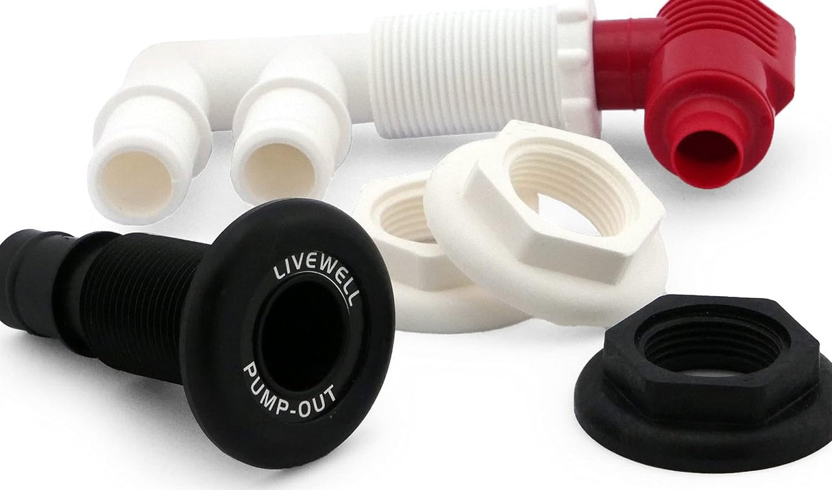 Flow-Rite Pump-Out/Aerator Combo for Boat Livewells or Baitwells (Barbed)