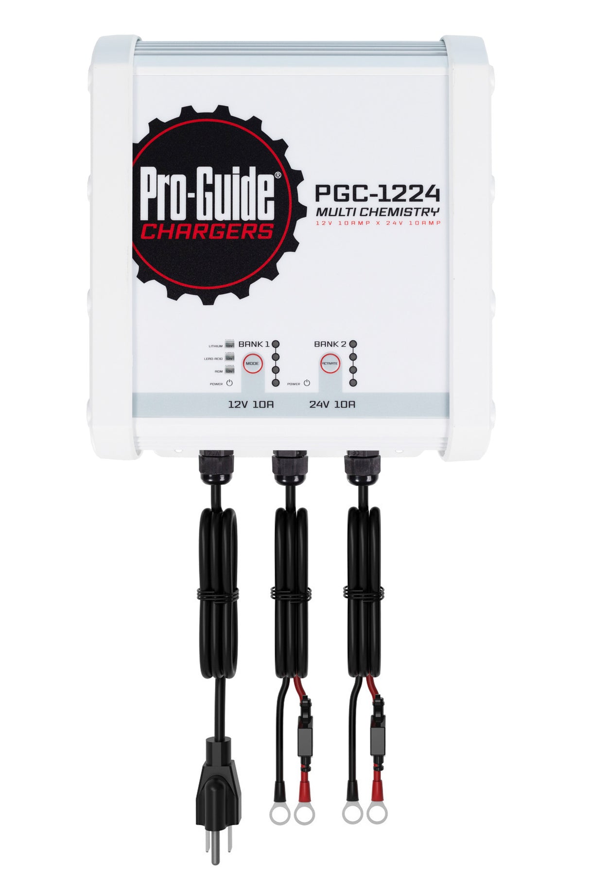Pro-Guide PGC-1224 is a 12V Lead Acid / AGM / Lithium & 24V Lithium on-board battery charger
