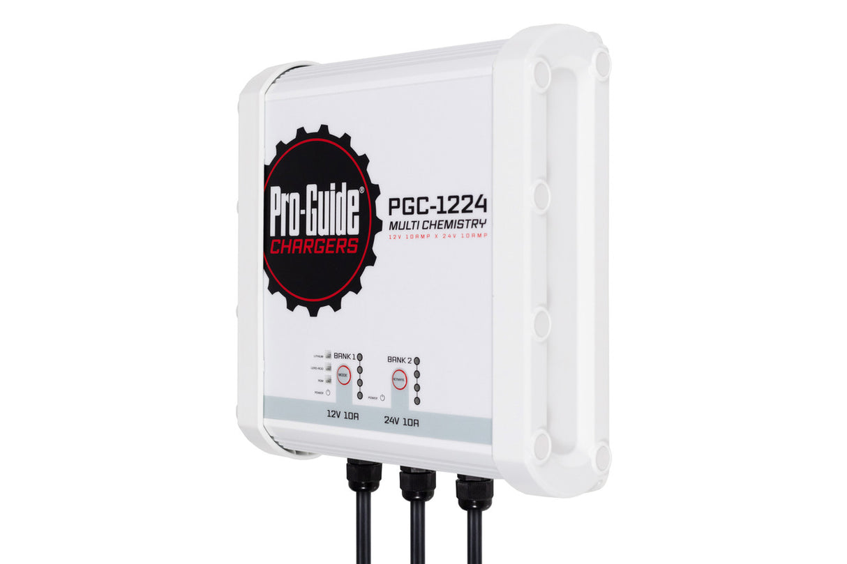 Pro-Guide PGC-1224 is a 12V Lead Acid / AGM / Lithium & 24V Lithium on-board battery charger