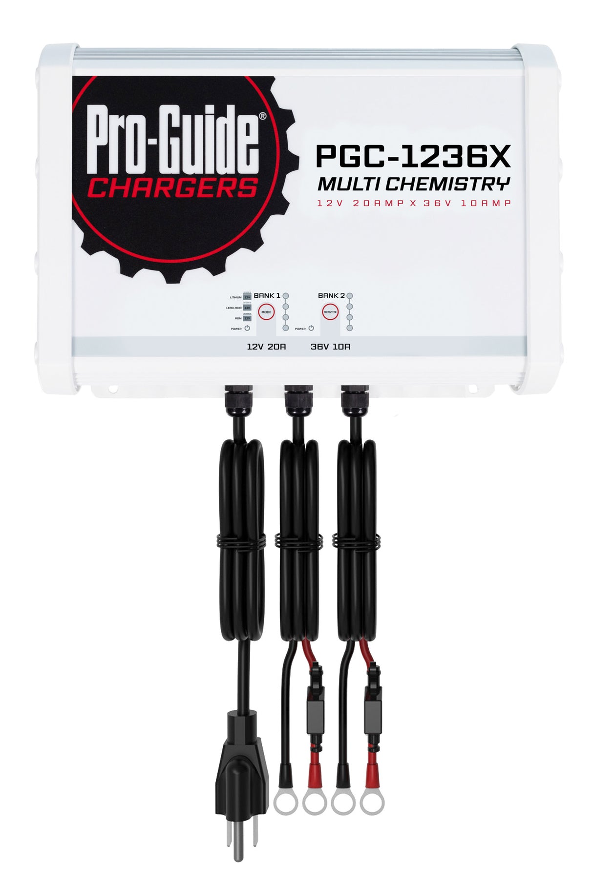 Pro-Guide PGC-1236X is a 12V Lead Acid / AGM / Lithium & 36V Lithium on-board battery charger