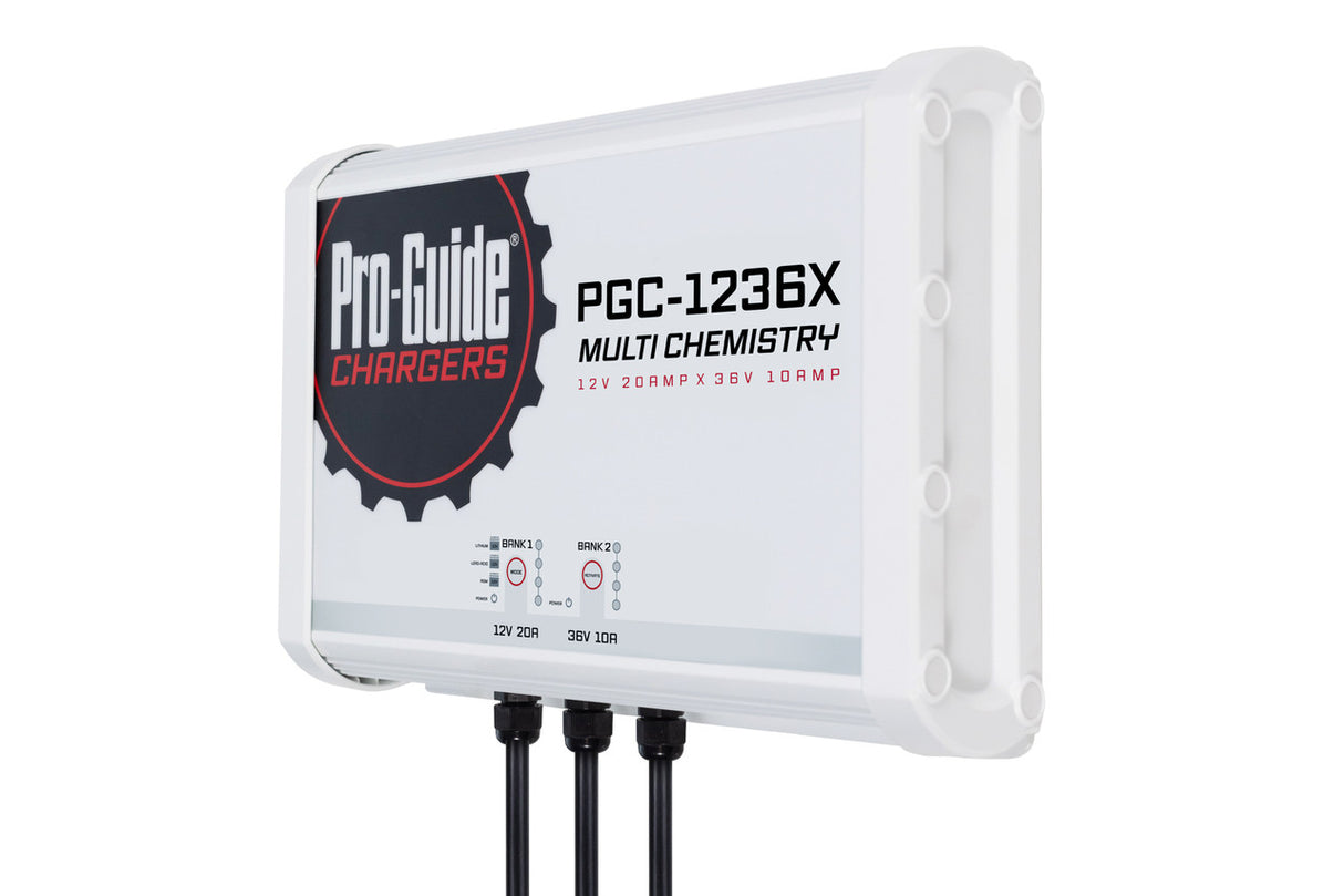 Pro-Guide PGC-1236X is a 12V Lead Acid / AGM / Lithium & 36V Lithium on-board battery charger