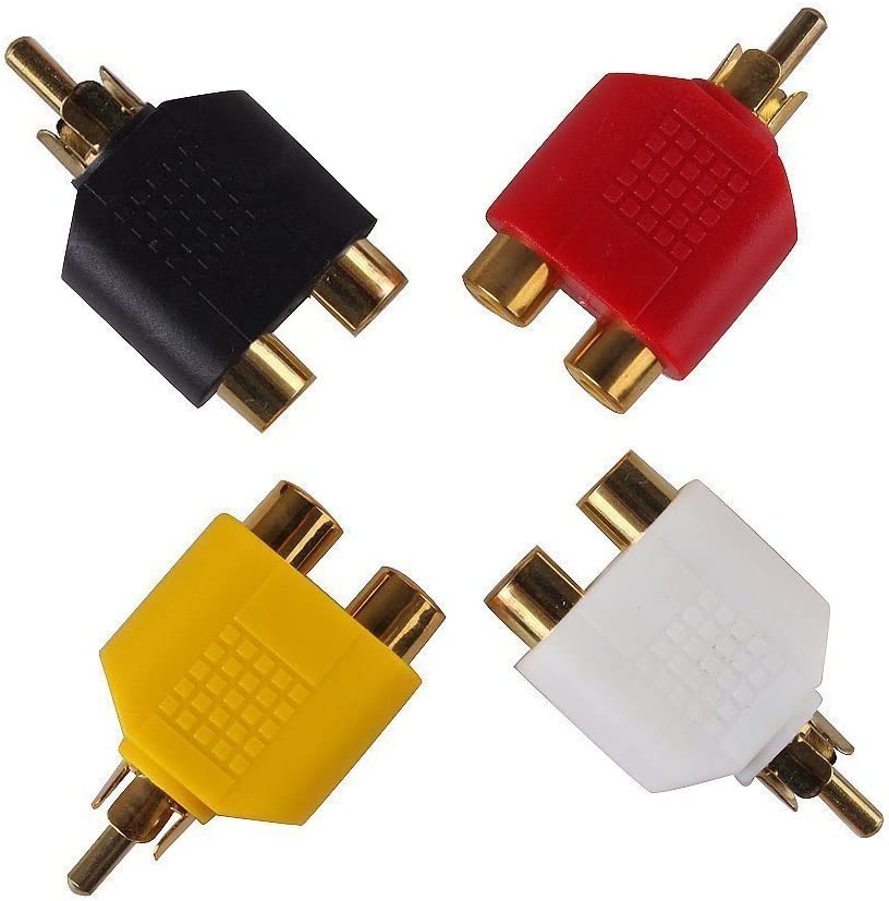 RCA Y Splitter Adapter 2 Female to 1 Male for Audio Video Av Tv Cable Convert