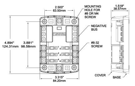 H.O.E Fuse Block - 6 Circuits with Negative Bus and Cover