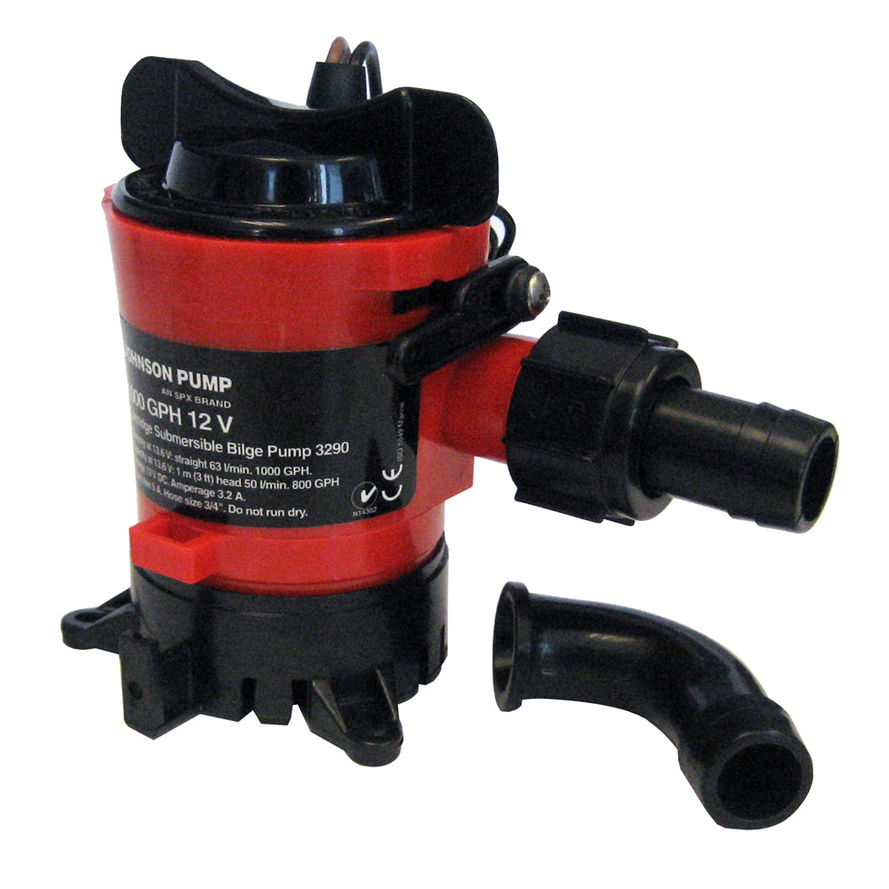 JOHNSON PUMP 500 GPH BILGE PUMP 3/4" HOSE 12V DURA PORTS