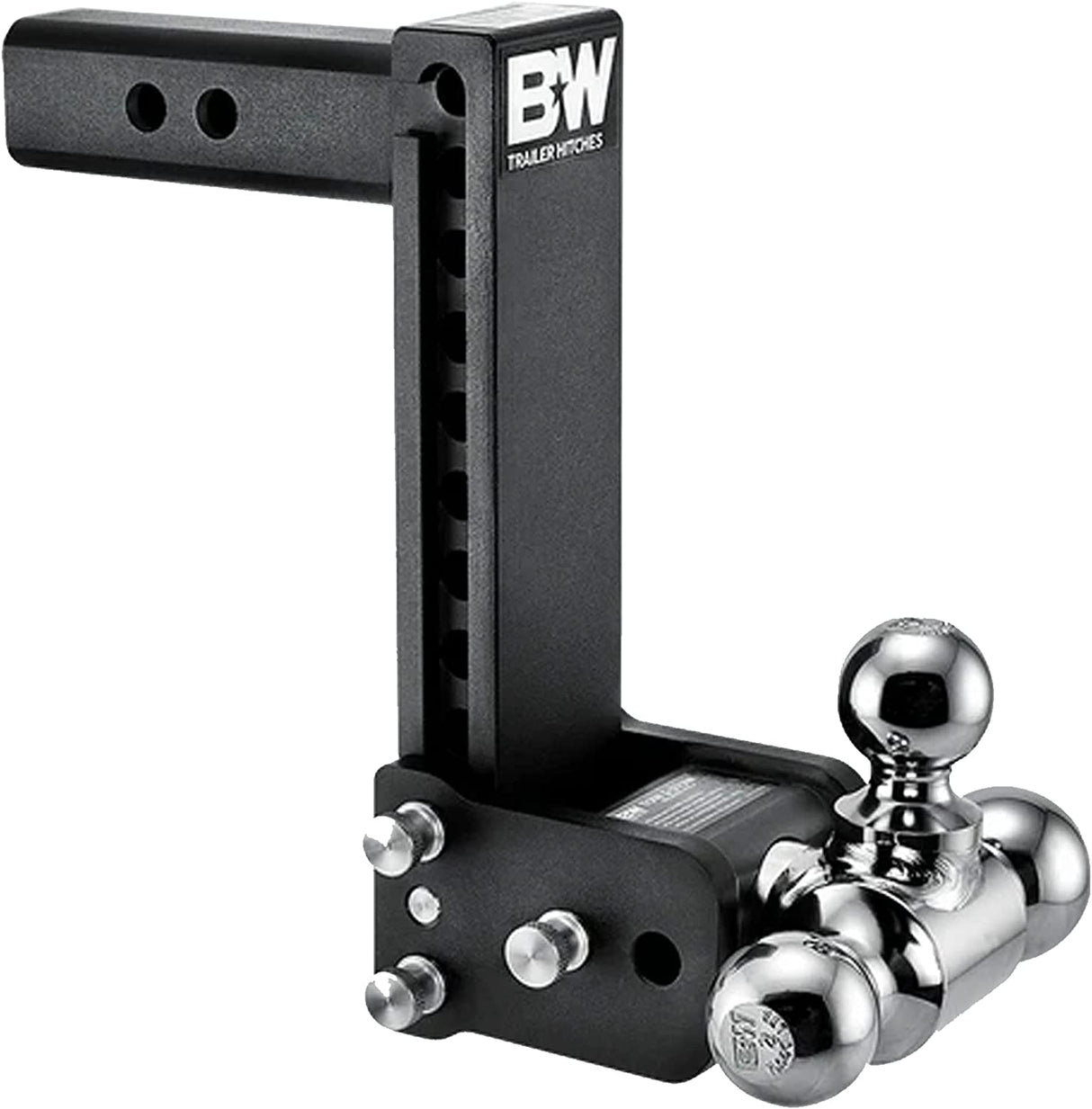 B&W Trailer Hitches Tow & Stow Adjustable Trailer Hitch Ball Mount - Fits 2" Receiver, Tri-Ball (1-7/8" x 2" x 2-5/16"), 9" Drop, 10,000 GTW