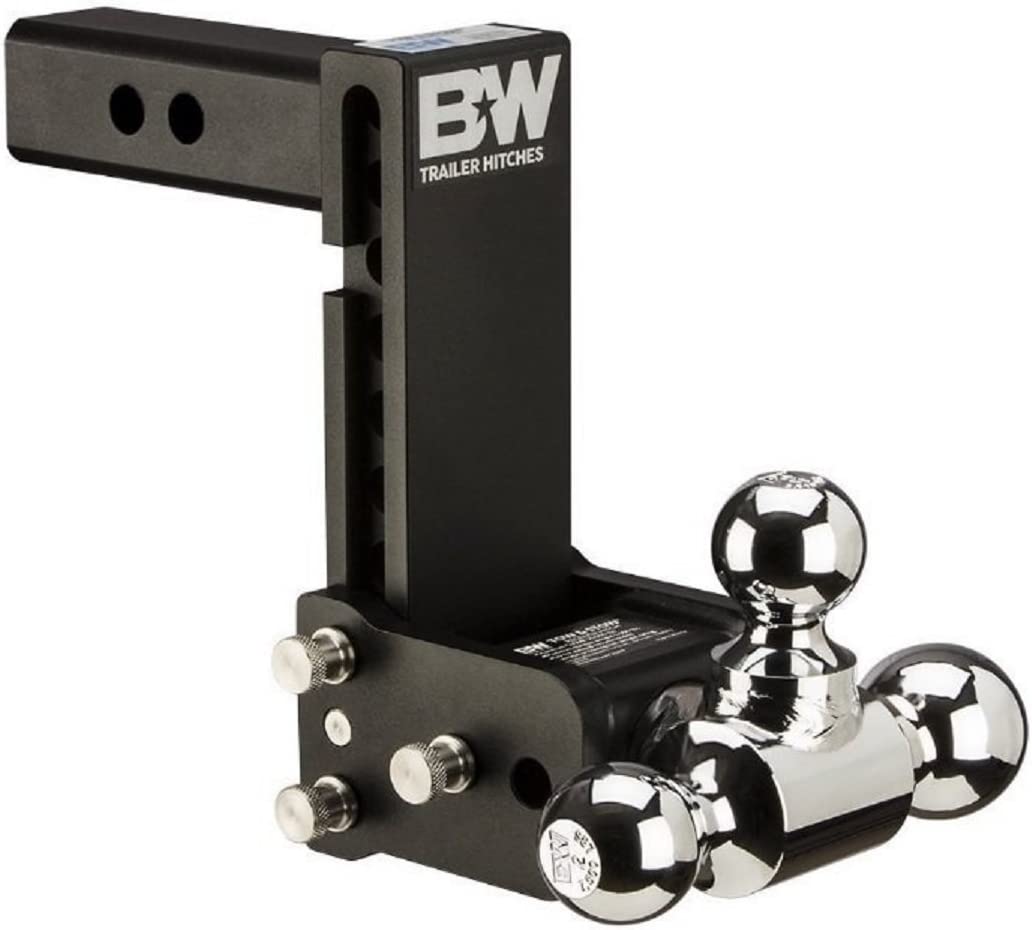 B&W Trailer Hitches Tow & Stow Adjustable Trailer Hitch Ball Mount - Fits 2" Receiver, Tri-Ball (1-7/8" x 2" x 2-5/16"), 7" Drop, 10,000 GTW