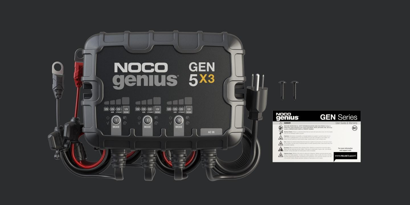 ノコノコ③ NOCO GENIUS 12V 3-Bank, 15-Amp On-Board Battery Charger