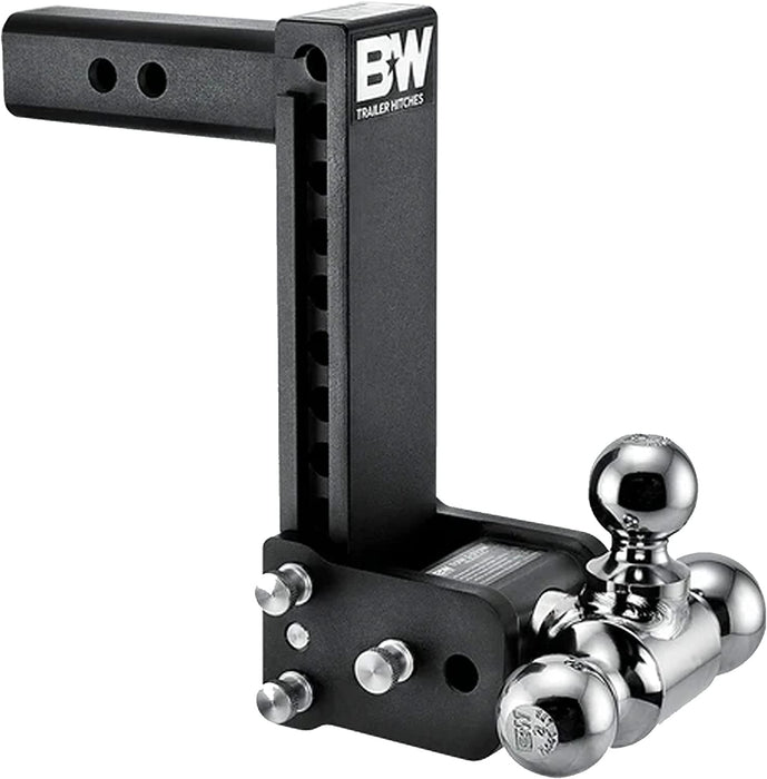 B&W Trailer Hitches Tow & Stow Adjustable Trailer Hitch Ball Mount - Fits 2" Receiver, Tri-Ball (1-7/8" x 2" x 2-5/16"), 9" Drop, 10,000 GTW - TS10050B